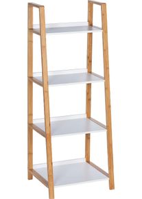 Anbauregal Wenko "Finja", wei&szlig; (rahmen: braun, brett: wei&szlig;), B:43cm H:112cm T:36cm, Bambus, MDF, Regale, Anbauregal, 4 Etagen