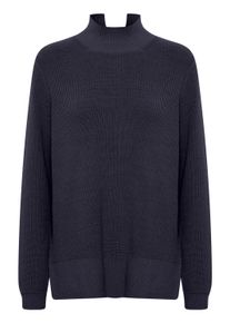 Strickpullover Ichi "Strickpullover IHBOSTON", Damen, Gr. S, blau (total eclipse), Obermaterial: 50% Viskose CV. 28% Polyester PES. 22% Nylon NY., Pullover Strickpullover