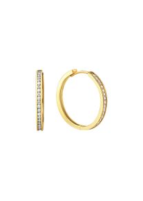 Paar Creolen Firetti "Schmuck Geschenk Gold 375 Ohrschmuck Ohrringe Memoire", gelbgoldfarben, kristallwei&szlig;, kristallwei&szlig;, Ohrringe, Damen, 22mm, Gelbgold 375, Paar Creolen, mit Zirkonia (synth.)