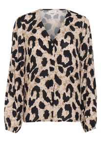 Langarmbluse Kaffe "Langarm-Bluse KAmaira", Damen, Gr. 42, beige (large animal print), Obermaterial: 100% Viskose LENZING ECOVERO CV LenzEcov., Blusen Langarmbluse
