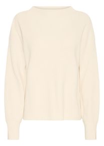 Strickpullover Ichi "Strickpullover IHBOSTON", Damen, Gr. S, blau (birch), Obermaterial: 50% Viskose CV. 28% Polyester PES. 22% Nylon NY., Pullover Strickpullover