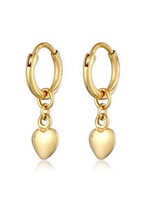 Paar Creolen Elli "Ohrringe Creolen Herz Liebe Romantik 925 Silber" Gr. 20, gold, Ohrringe, Damen, 20, ohne Stein, Silber 925 (Sterlingsilber), Paar Creolen