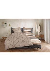 Bettw&auml;sche Primera "Satin-Bettw&auml;sche Golden", braun, B/L: 155cm x 220cm, 1 Stk., 1 Stk., Soft-Seersucker, B/L: 80cm x 80cm, 2, Soft-Seersucker, Obermaterial: 100% Baumwolle, Bettw&auml;sche, Bettw&auml;sche