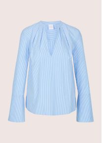 Madeleine Mode Langarmbluse MADELEINE "Streifenbluse Blusenshirt mit Streifendesign", Damen, Gr. 36, blau (royalblau, wei&szlig;), Obermaterial: 100% Baumwolle CO., Modern, figurumspielend, Blusen Langarmbluse, Bluse mit Rundhalsblende mit V-Ausschnitt