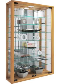 Wandregal Vcm "Wandvitrine Glasvitrine Vitrosa Mini Spiegel", braun (buche), B:59cm T:18cm, Regale, Wandregal