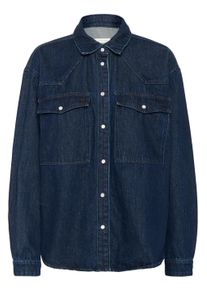 Jeansbluse Kaffe "Jeanshemd KAeloise", Damen, Gr. 38, blau (dunkelblau denim), Obermaterial: 100% Baumwolle CO., Blusen Jeansbluse