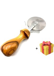 Pizzaschneider OLIVENHOLZ-ERLEBEN "Pizzaschneider mit Griff aus Olivenholz", silber, Klingenl&auml;nge 6,5cm, Edelstahl 18/10, Kochmesser, Pizzaschneider, Ergonomischer Griff, scharfe Klinge zum leichten Schneiden der Pizza