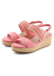 Beach Time Sandalette BEACHTIME "Sommerschuh, Sandale, offener Schuh, Keilsandalette", Damen, Gr. 42, koralle, Obermaterial: 100% Textilmaterial. Decksohle: 100% Lederimitat. Futter: 100% Textilmaterial. Laufsohle: 100% Synthetik, unifarben, Basic, Schuhe Sandalette, mit Keilabsatz VEGAN