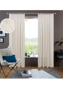 Gardine OTTO HOME "Rudy" Gr. 2, beige (sand), B:140cm H:175cm, Leinenstruktur, Leinen, Polyester, Gardinen, Gardine, Halbtransparent, Leinenlook, Polyester-Leinen Mischung, 2-er Set