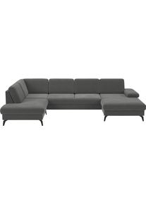 Sit & More Wohnlandschaft SIT & MORE "Morris Jubi", grau (stone), B:335cm H:82cm T:212cm, 100% Polyester, Sofas, Wohnlandschaft, wahlweise mit Armteilverstellung, Bettfunktion & Bettkasten