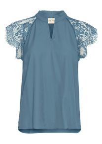 Kurzarmbluse Cream "Kurzarm-Bluse CRNola", Damen, Gr. 44, grau (blau heaven), Obermaterial: 50% Viskose CV. 40% Nylon NY. 10% Lyocell CLY., Blusen Kurzarmbluse