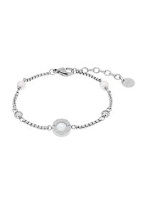 JOOP! Armband JOOP "Kreise", wei&szlig; (edelstahlfarben, kristallwei&szlig;, wei&szlig;, kristallwei&szlig;), Armb&auml;nder, Damen, 20cm, Edelstahl, Armband, mit Zirkonia (synth.) - mit Glasperle