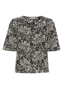 Kurzarmbluse Cream "Kurzarm-Bluse CRAdelena", Damen, Gr. 46, schwarz (schwarz birch embroidery), Obermaterial: 100% Baumwolle CO., Blusen Kurzarmbluse