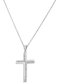 Kette mit Anh&auml;nger Firetti "Schmuck Geschenk Silber 925 Halsschmuck Halskette Ankerkette Kreuz", silber (silberfarben), Halsketten, Damen, Silber 925 (Sterlingsilber), L: 45, Kette mit Anh&auml;nger, mit Zirkonia (synth.)
