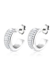 Paar Creolen Elli "Ohrringe Creolen Kristalle 925 Silber", wei&szlig;, Ohrringe, Damen, mit Stein, Silber 925 (Sterlingsilber), Paar Creolen
