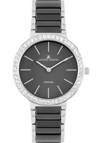 Quarzuhr Jacques Lemans "Monaco", schwarz, schwarz, silberfarben, Armbanduhren, Damen, Quarzuhr, Armbanduhr, Damenuhr, Keramik, analog
