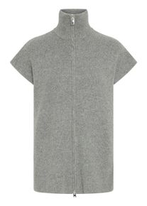 Strickjacke Ichi "Strickweste IHDUCIE", Damen, Gr. S, grau (grau melange), Obermaterial: 55% Polyester PES. 30% Polyacryl PAN. 13% Nylon NY. 2% Elasthan EL., Strickjacken Strickjacke
