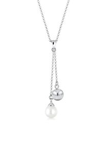 Silberkette Elli "Halskette Y-Kette Muschelkernperle Wei&szlig; 925 Sterling Silber" Gr. 45, wei&szlig;, Halsketten, Damen, Silber 925 (Sterlingsilber), Silberkette
