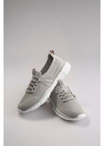 Slip-On Sneaker ANISTON SHOES, Damen, Gr. 42, grau (graugr&uuml;n), Textil, Schuhe Slip-On Sneaker, Freizeitschuh, Schlupfschuh, mit elastischen Band