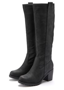 Weitschaftstiefel Lascana, Damen, Gr. 41, XL-Schaft, schwarz, Obermaterial: 100% Lederimitat. Decksohle: 100% Textilmaterial. Futter: 100% Textilmaterial. Laufsohle: 100% Synthetik, unifarben, Schuhe Weitschaftstiefel, Stiefel, Stiefelette, langer Stiefel, Blockabsatz, Cowboy Stil VEGAN