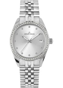 Quarzuhr Jacques Lemans "Derby", silberfarben, Armbanduhren, Damen, Quarzuhr, Armbanduhr, Damenuhr, Edelstahlarmband, analog, Tag
