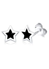 Paar Ohrstecker Elli "Ohrringe Stecker Stern Trend Astro 925 Silber", schwarz, Ohrringe, Damen, ohne Stein, Silber 925 (Sterlingsilber), Paar Ohrstecker