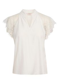 Kurzarmbluse Cream "Kurzarm-Bluse CRNola", Damen, Gr. 42, wei&szlig; (snow wei&szlig;), Obermaterial: 50% Viskose CV. 40% Nylon NY. 10% Lyocell CLY., Blusen Kurzarmbluse