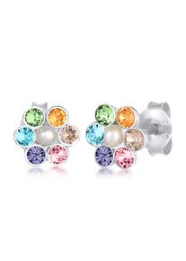 Paar Ohrstecker Elli "Ohrringe Kinder Blume Synthetische Perle Regenbogen Kristall 925 Silber", silber, Ohrringe, M&auml;dchen, Silber 925 (Sterlingsilber), Paar Ohrstecker