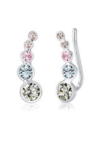 Paar Ohrstecker Elli "Ohrringe Ohrklemme Earclimber, mit Kristallen von Swarovski" Gr. 17, blau (hellblau), Ohrringe, Damen, 17, Silber 925 (Sterlingsilber), Paar Ohrstecker