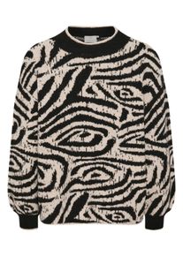 Strickpullover Kaffe "Strickpullover KAwilma", Damen, Gr. XS, schwarz (schwarz, feather g. animal knit), Obermaterial: 46% Polyacryl PAN. 45% Nylon NY. 5% Wolle mw. 4% Elasthan EL., Pullover Strickpullover
