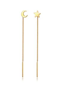 Paar Ohrh&auml;nger Elli "Ohrringe H&auml;nger Mond Stern Astro Durchziehen 925 Silber" Gr. 67, gold, Ohrringe, Damen, ohne Stein, Silber 925 (Sterlingsilber), Paar Ohrh&auml;nger