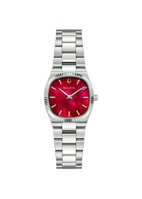 Quarzuhr Bulova "Super Seville", rot (silberfarben, rot), Armbanduhren, Damen, Quarzuhr, Armbanduhr, Damenuhr, Edelstahlarmband, analog