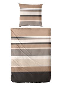 Bettw&auml;sche Primera "Satin-Bettw&auml;sche Line-Art", braun, B/L: 135cm x 200cm, 1 Stk., 1 Stk., Satin, B/L: 80cm x 80cm, 2, Satin, Obermaterial: 100% Baumwolle, Bettw&auml;sche, Bettw&auml;sche