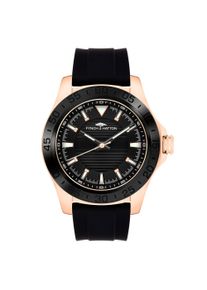 Quarzuhr Fynch-Hatton, schwarz, rosegoldfarben, Armbanduhren, Herren, Quarzuhr, Armbanduhr, Herrenuhr, Silikonarmband, analog