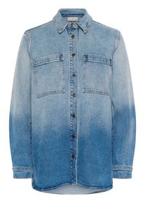 Jeansbluse Kaffe "Jeanshemd KAmiala", Damen, Gr. 46, blau (light blau denim ombre), Obermaterial: 98% Baumwolle CO. 2% Elasthan EL., Blusen Jeansbluse