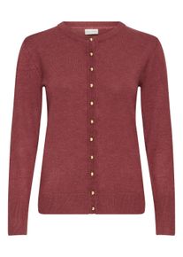 Strickjacke Pulz Jeans "Strickjacke PZSARA", Damen, Gr. XS, rot (spiced apple melange), Obermaterial: 80% Viskose LENZING ECOVERO CV LenzEcov. 20% Polyester PES., Strickjacken Strickjacke
