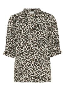 Kurzarmbluse Kaffe "Kurzarm-Bluse KAvelana", Damen, Gr. 40, bunt (multi color leo print), Obermaterial: 50% Viskose CV. 50% Viskose LENZING ECOVERO CV LenzEcov., Blusen Kurzarmbluse