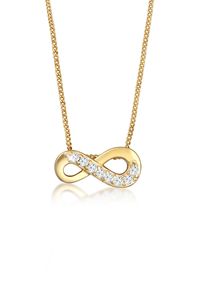 Silberkette Elli Premium "Halskette Infinity Unendlich Liebe Topas 585 Gelbgold" Gr. 45, gold, Halsketten, Damen, mit Stein, Gelbgold 585, Silberkette