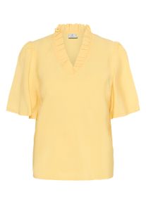 Kurzarmbluse Kaffe "Kurzarm-Bluse BPjuliana", Damen, Gr. S, gelb (straw), Obermaterial: 85% Viskose LENZING ECOVERO CV LenzEcov. 15% Nylon NY., Blusen Kurzarmbluse