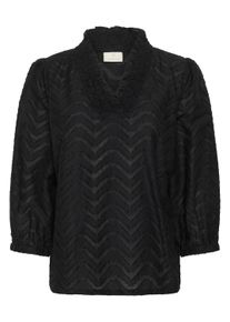 Langarmbluse Kaffe "Langarm-Bluse KAvictoria", Damen, Gr. 38, schwarz (schwarz deep), Obermaterial: 100% Baumwolle CO., Blusen Langarmbluse