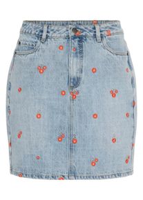 Jeansrock Kaffe "Denimrock KAbabeth", Damen, Gr. 44, blau (blau denim, rot flower emb.), Obermaterial: 100% Baumwolle CO., R&ouml;cke Jeansrock