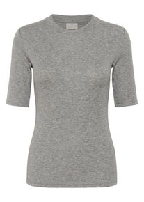 Longtop Kaffe "Langarm-Shirt KAiben", Damen, Gr. L, grau (grau melange), Obermaterial: 77% Modal TENCEL CMD(Lenzing). 19% Wolle mw. 4% Elasthan EL., Tops Longtop