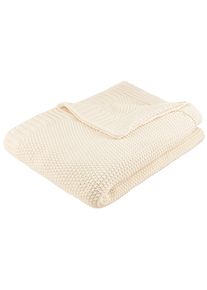 Wohndecke OTTO HOME "Phelon", beige (creme), B:130cm L:170cm, Baumwolle, Wohndecken, Wohndecke, 100% Baumwolle, Trendiges Strickmuster, 130 &times; 170 cm, 540 g/m&sup2;, weich