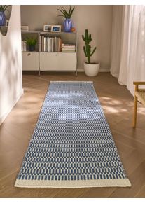 benuta Pure Wool Runner Laura Blue 80x250 cm - Wool Hallway Runners