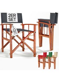 Casaria Regiestuhl Anthrazit 2er-Set Eukalyptusholz FSC -zertifiziert Klappbar