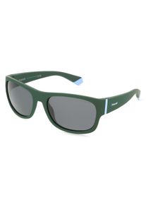 Polaroid PLD 8064/S | Dzieci okulary przeciwsłoneczne | Prostokątne | Oprawka: Acetat Zielony | Kolor szkła: Szary Jednobarwny