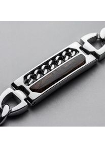 Holzkern Armband Herrar silver och valn&ouml;t