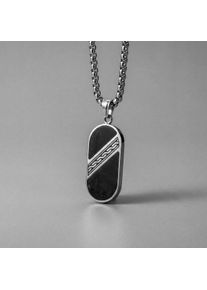 Holzkern Halsband Herrar silver och skiffer