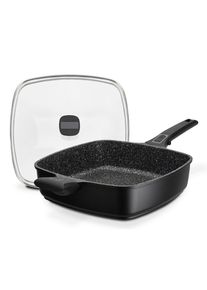 GSW , Schwarz , Metall , 3,3 l , 7 cm , mit Dampfablass, mit Silikonring,abnehmbarer Griff, backofengeeignet, rostfrei, antihaftbeschichtet, geschmacksneutral, ergonomischer Griff, energiesparend, Thermoboden, w&auml;rmeisolierter Griff, schadstofffrei gem&auml;&szlig; EU-Standards , Kochen & Essen, Pfannen, Bratpfannen