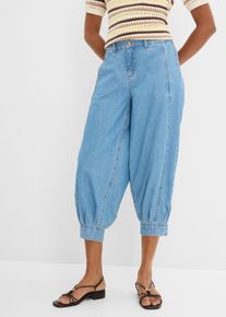 Jeans a palloncino con elastico vita media, Blu, Taglia 46, bonprix
